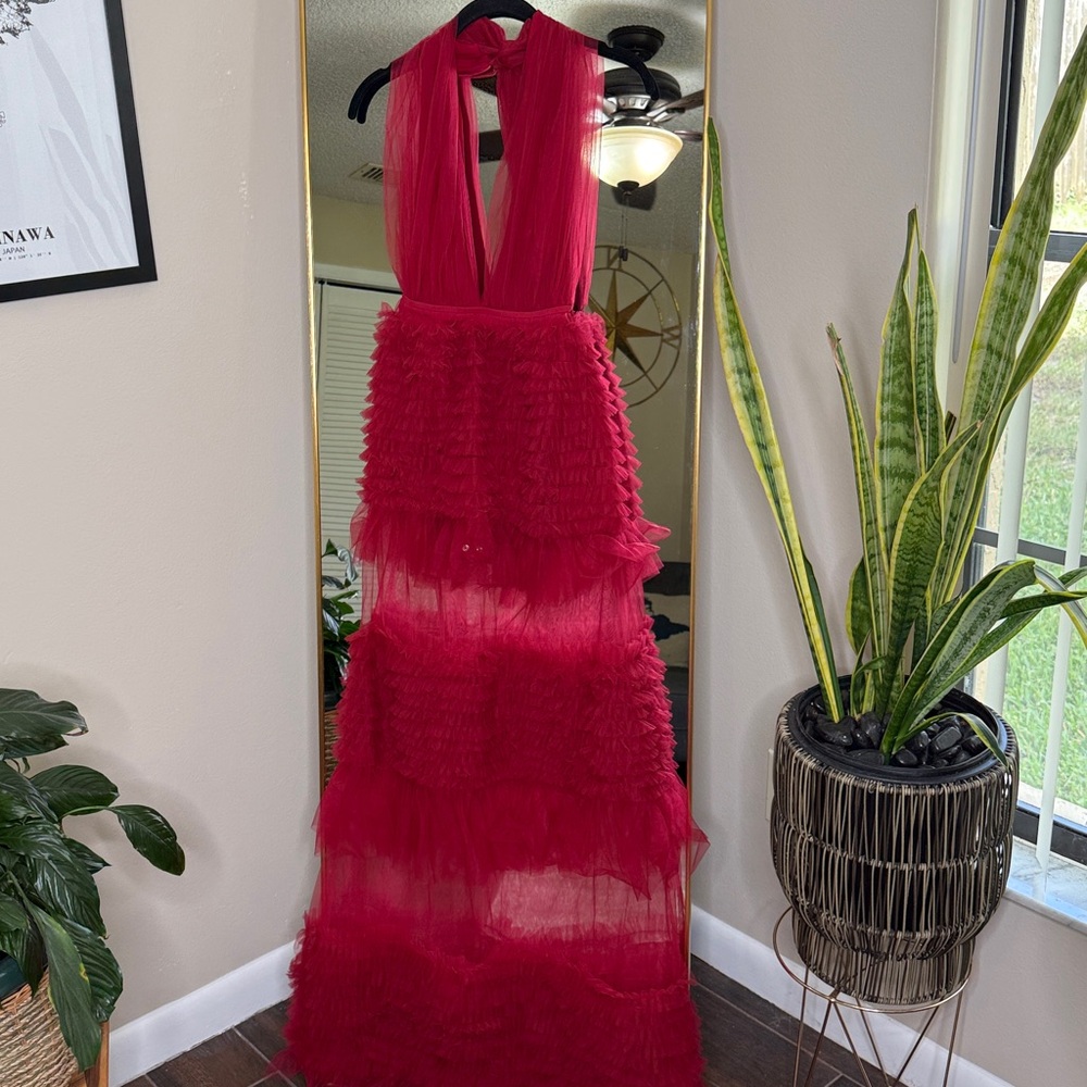 Meshki Minka Ruffle Halter Dress NWOT - Picture 7 of 11